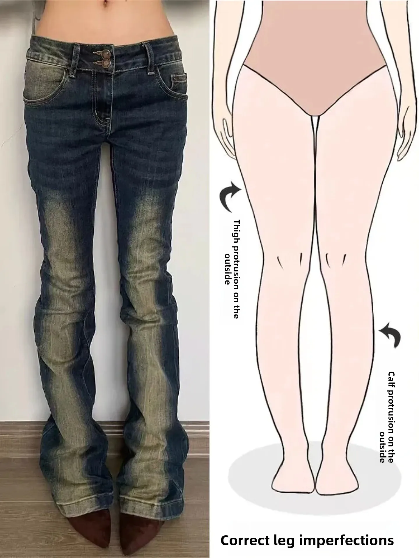 

Slim Fit Bell Bottom Denim Jeans Women's Spring New Street Style Pear Shape Body Beautiful Girl Casual Straight Leg Pants