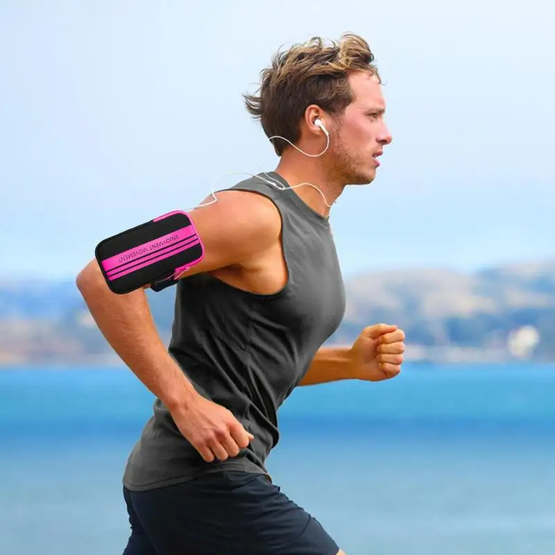 Bandas de brazo para correr para teléfono móvil, bolsas para correr, brazalete resistente al agua, manga, correa ajustable, bolsillo con cremallera