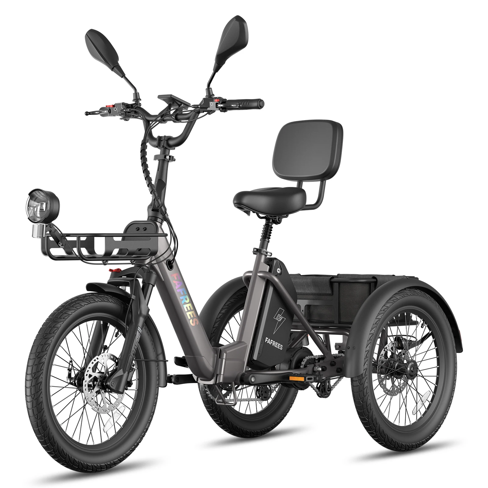 Fafrees F20 Mate II Klappbares Elektro-Dreirad für Erwachsene, 20 Zoll Cargo E-Bike mit 48V 21Ah Akku, 25 km/h und 65-85 km Reichweite