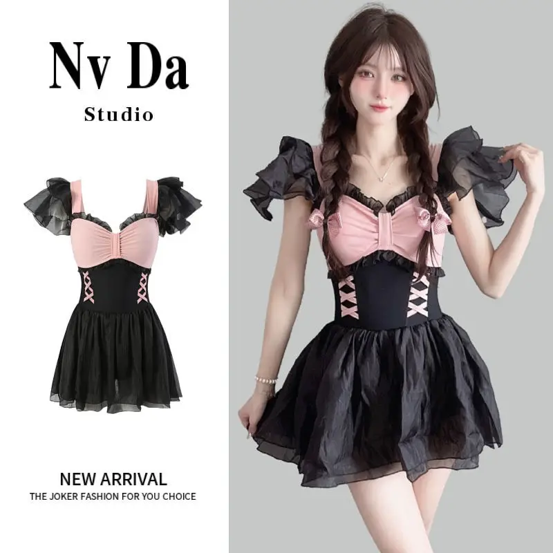 

Swimsuit Beautiful Girl 2025New Pure Desire To Cover The Belly and Show Thinness Tutu Skirt One-piece Senior Hot Spring Swimsuit