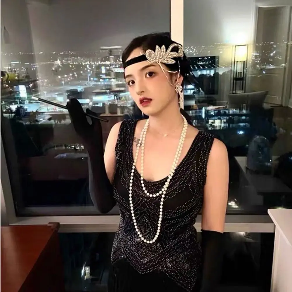 Party Gatsby sukienka Cosplay nakrycia głowy nakrycia głowy z piórami akcesoria na bal przebierańców cekinowa opaska do włosów w stylu koreańskim