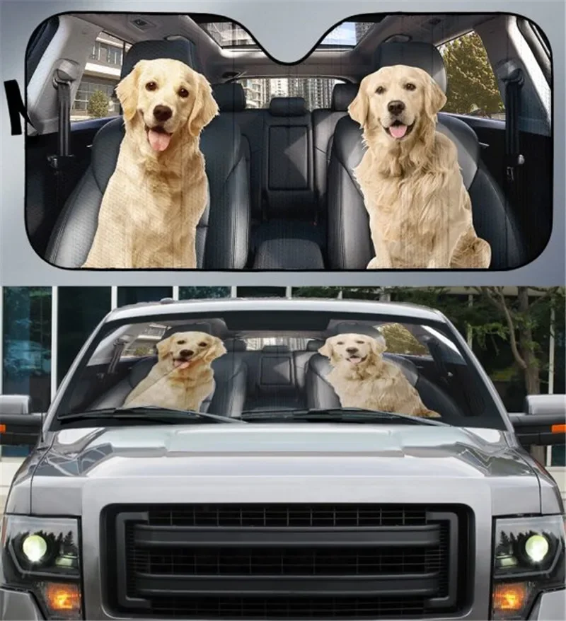 

Cute Animal Golden Retriever Design Car Sun Shade Windshield UV and Heat Windshield Sun Shade for Car Gloss Sunshade