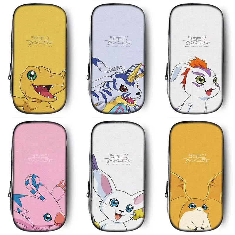 Digimon Adventure AGUMON Gabumon Patamon Cartoon Anime Creative Canvas Stationery Bag Large Capacity Student Storage Pencil Bag