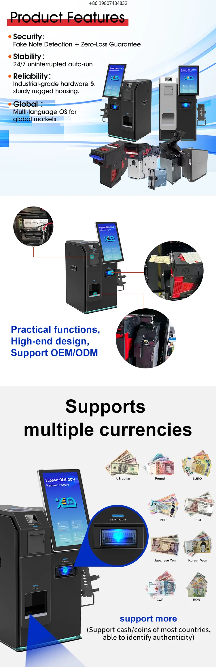 2026 New 15.6 Inch POS Kiosk for Aliexpress, Desktop Touch Screen with Cash Coin Dispenser for Retail Restaurants