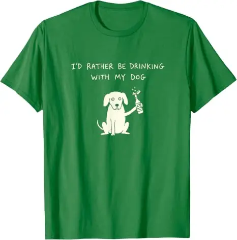 Ich Trinke Lieber mit Meinem Hund Lustiges Trinker-T-Shirt, Y2k Hundebesitzer Bierliebhaber Grafik-Spruch-T-Shirt Leben mit Hunden T-Shirt – Detail 11