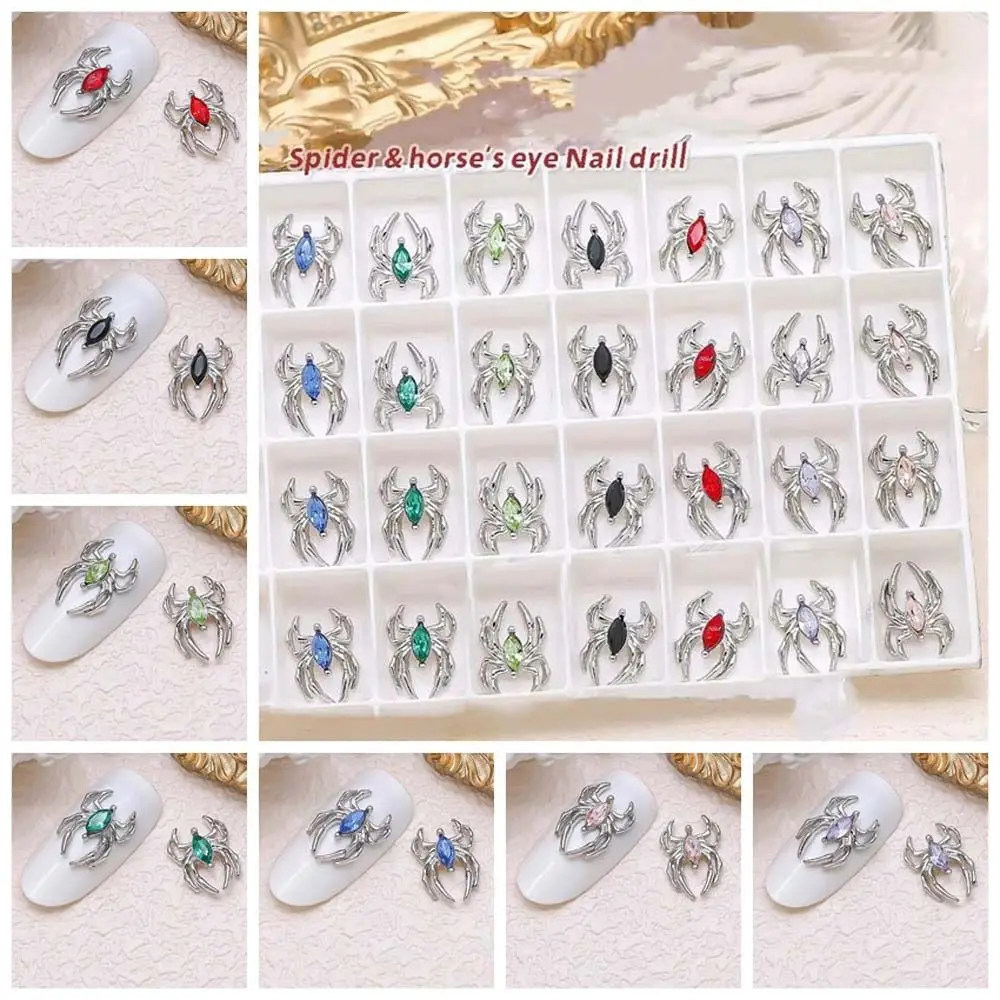 

5pcs/set Nail Art Decorations Spider Horse Eye Nail Decorations Nail Art Charms Halloween Spider Nail Rhinestones