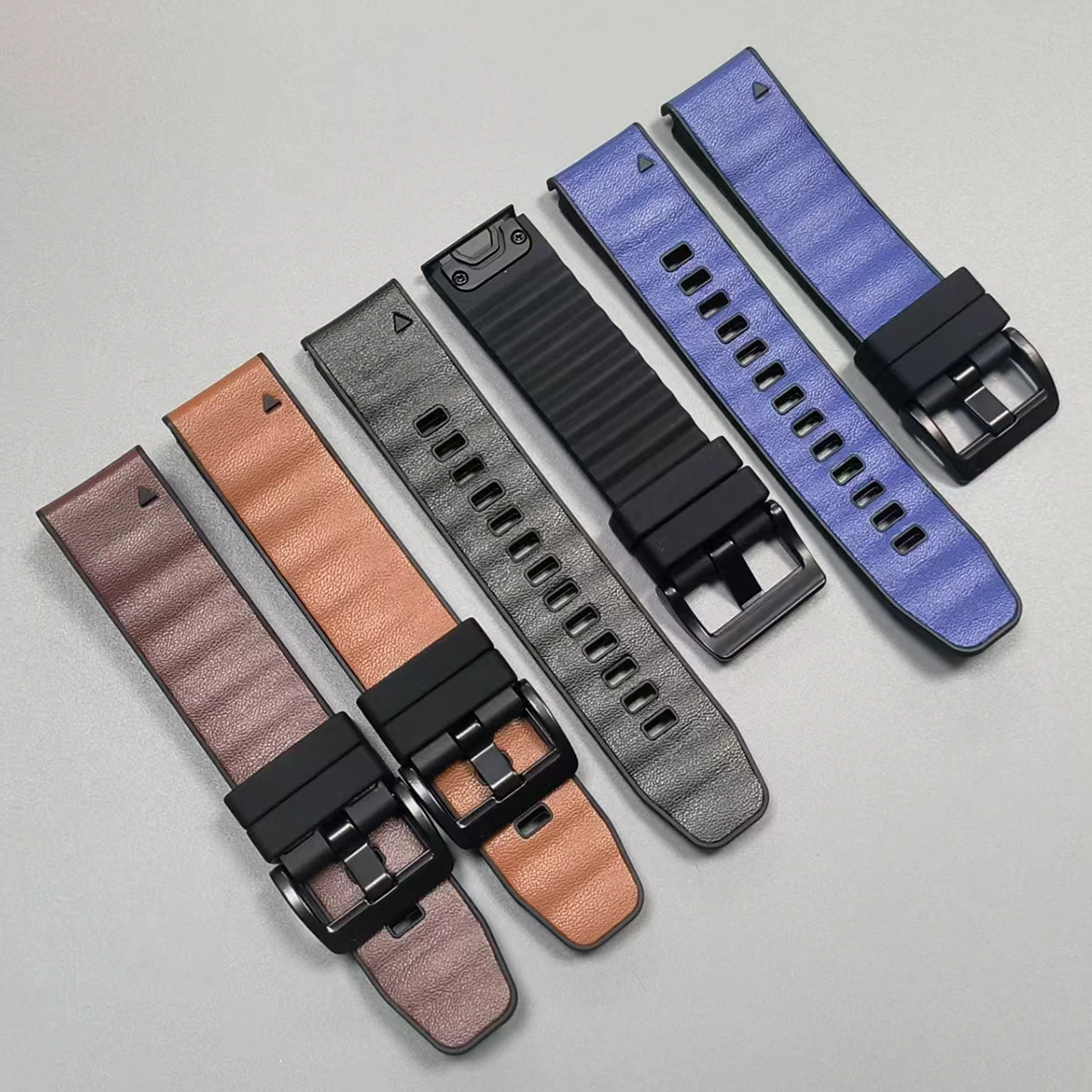 Silikon + Lederband 26/22 mm für Garmin Fenix 8pro-MICROLED 7X 7 6X 3HR/Quatix 8 Armband Forerunner 970 965/Descent Mk3i Armband
