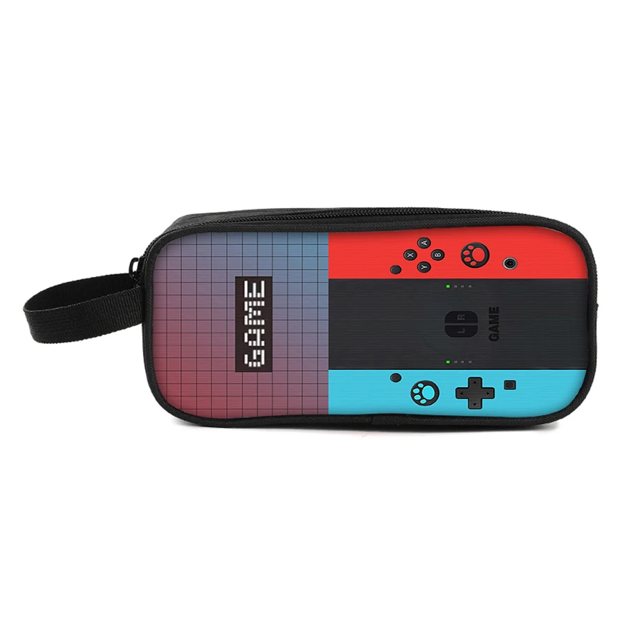 Games Console Double Layered Pencil Case With Handheld For Boy/Girls Best Gifts 2D Flat Cartoon Pencil Bag School Supplies