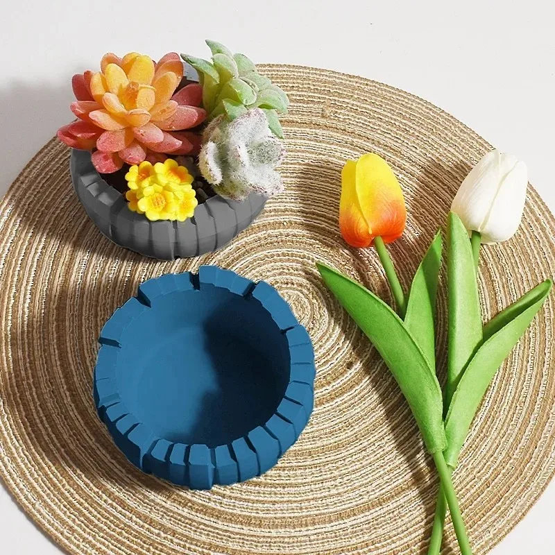 DIY Fence Silicone Candle Mold Vertical Stripe Epoxy Resin Storage Bowl Flower Pot Succulent Concrete Clay Mold for Crafting