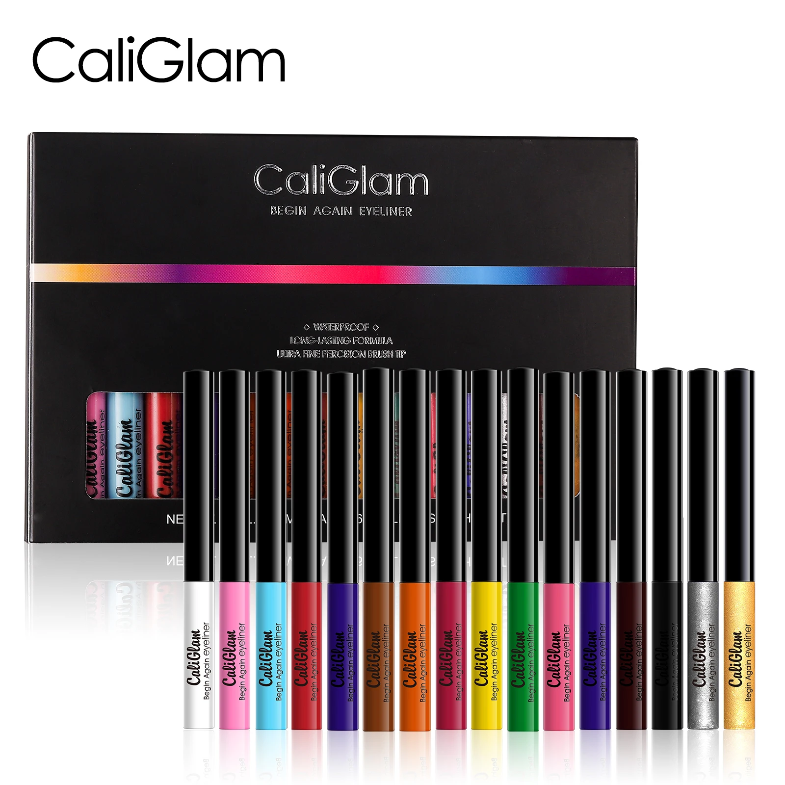 16 color matte eyeliner liquid pen set, waterproof and non smudging fine nib multi-color eyeliner