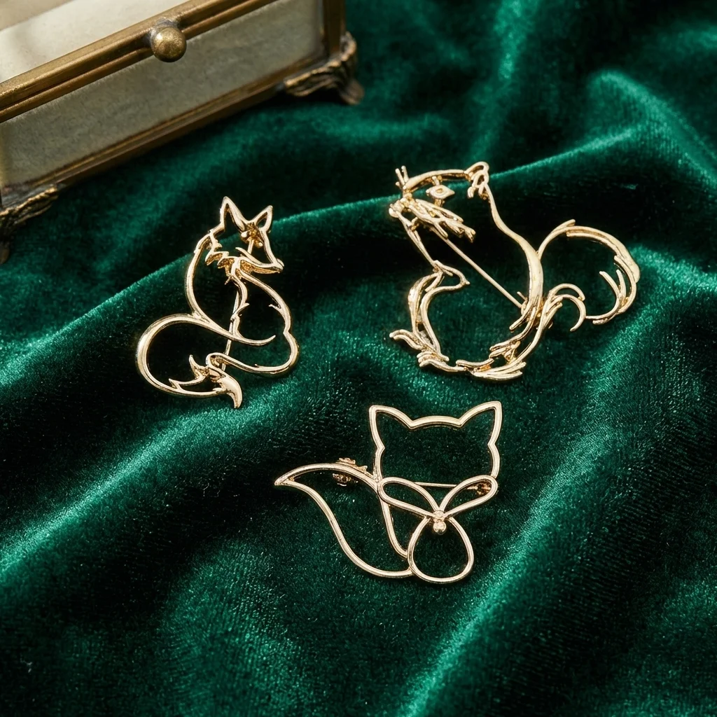 

Simple Fox Brooches for Women Unisex Squirrel Animal Pins Office Party Casual Friend New Gifts Jewelry Accessories Decoration