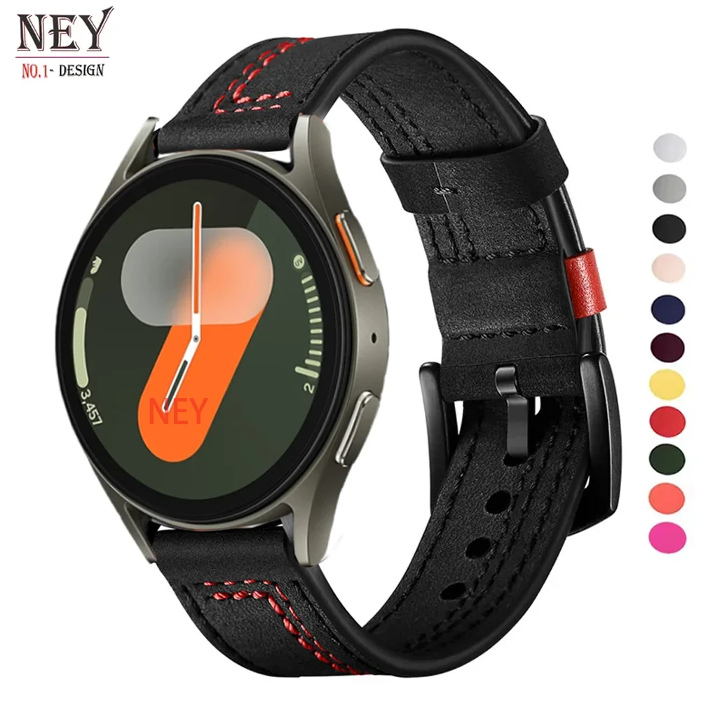 20mm 22mm Leather band for Samsung Galaxy watch 7 6-4 classic/5/pro/Active 2 strap bracelet Huawei Watch GT 4/2e/3 watch straps