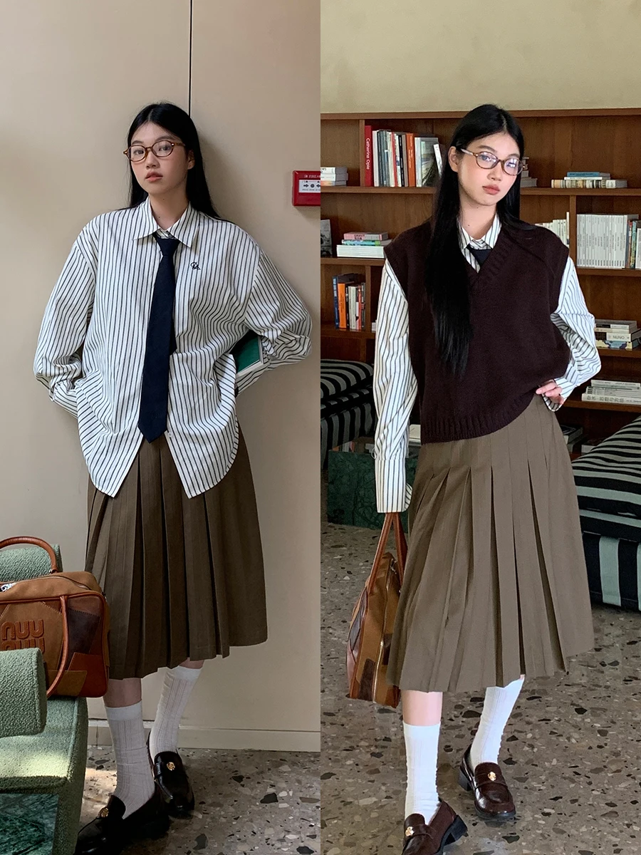 

Юбка А-силуэта с высокой талией, женская, весна 2026, новая, очень красивая, элегантная, шерстяная, плиссированная, для офиса, однотонная, простая