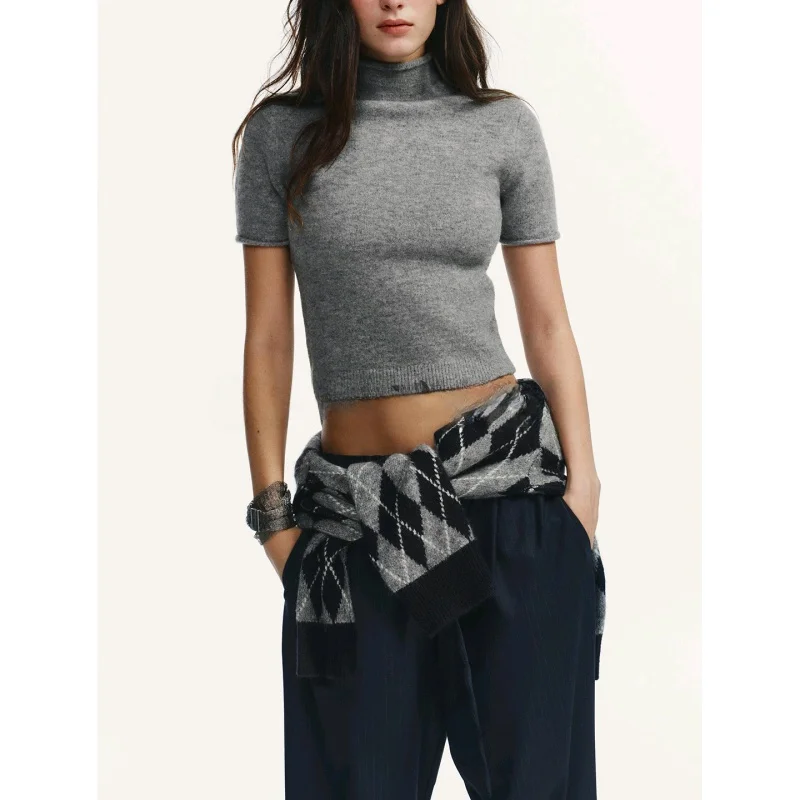 Winter New Women's Casual ort Sve f High Ne Soft Flat Needle Knitted Sweater Polyester Fiber Teen Girls Faion