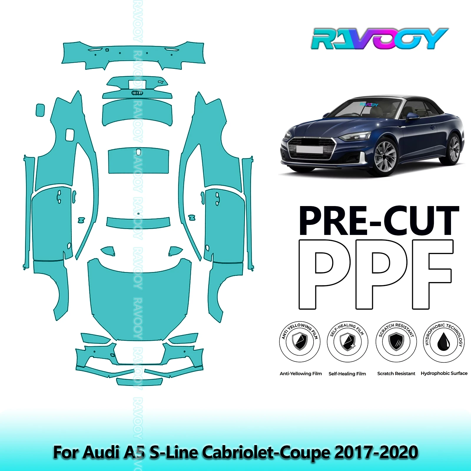 

Full Vehicle Clear Bra Precut PPF Paint Protection Film For Audi A5 S-Line Cabriolet-Coupe 2017-2020
