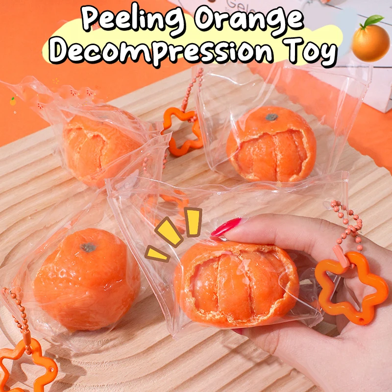 Cute Peeling Tangerine Pinch Soft Glue Toy Tangerine Squeeze Slow Rebound Decompression Toy Stress Release Tool Vent Toy Gift