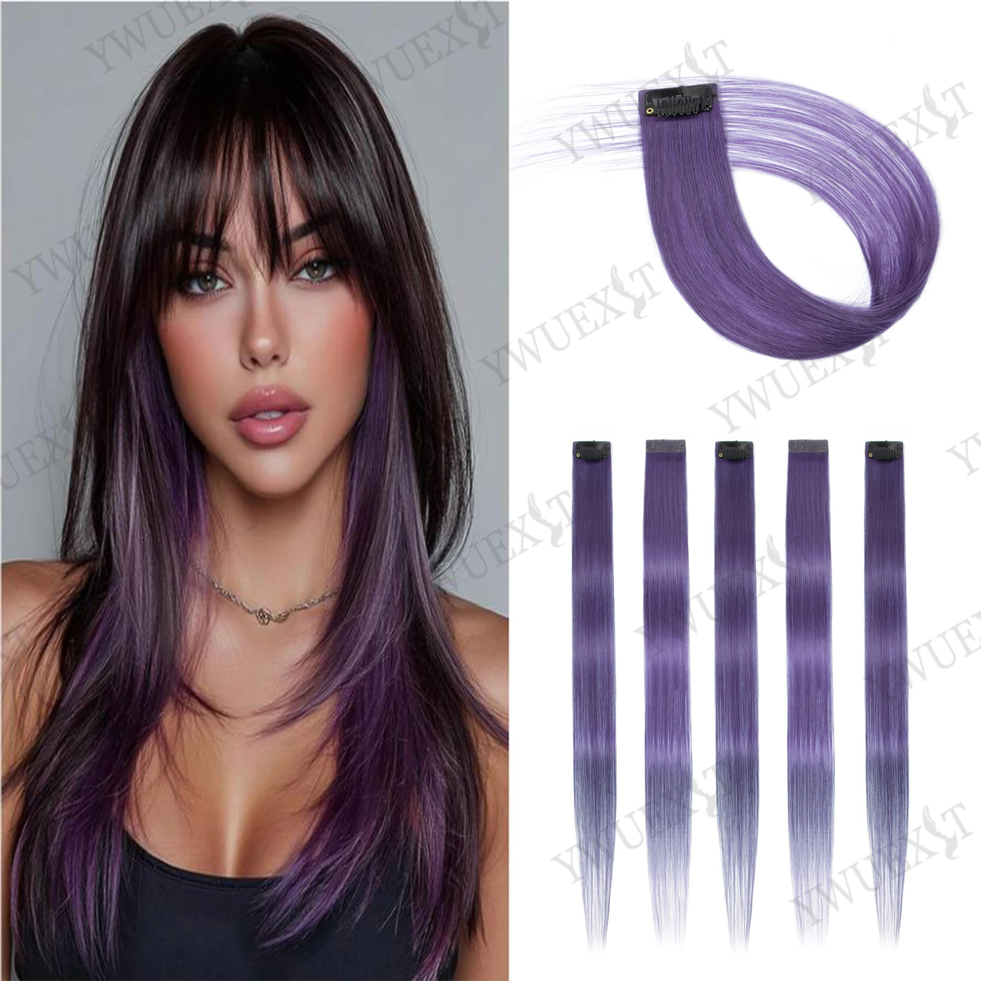 

Радужные заколки для наращивания волос, 16-дюймовые красочные шиньоны из натуральных волос для женщин и детей, набор из 1/6/12 предметов для косплей-вечеринок