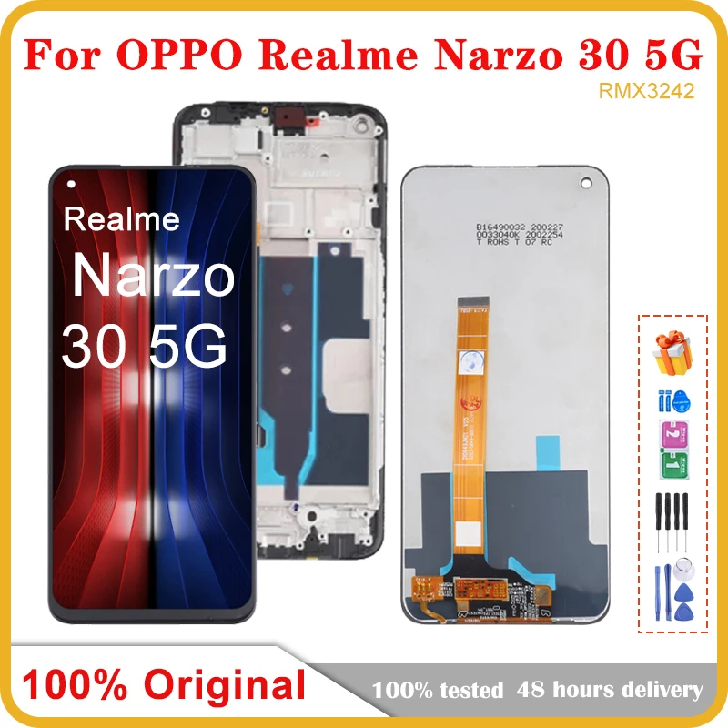 Original For OPPO Realme Narzo 30 5G RMX3242 LCD Display Touch Screen Digitizer Assembly Replacement For Realme Narzo 30 5G LCD