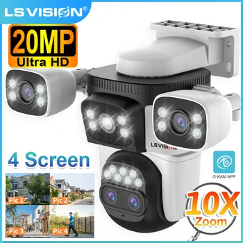 LS VISION 10K UHD Outdoor WIFI IP Kamera 10XZoom Vier Bildschirme 360 PTZ Sicherheit Cam Menschliche Erkennung CCTV Hause Überwachung Kamera