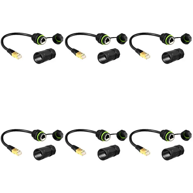 6Pack X(IP68 Waterproof M20 RJ45 Connector Cat6 Shielded Ethernet Coupler for Network Extension