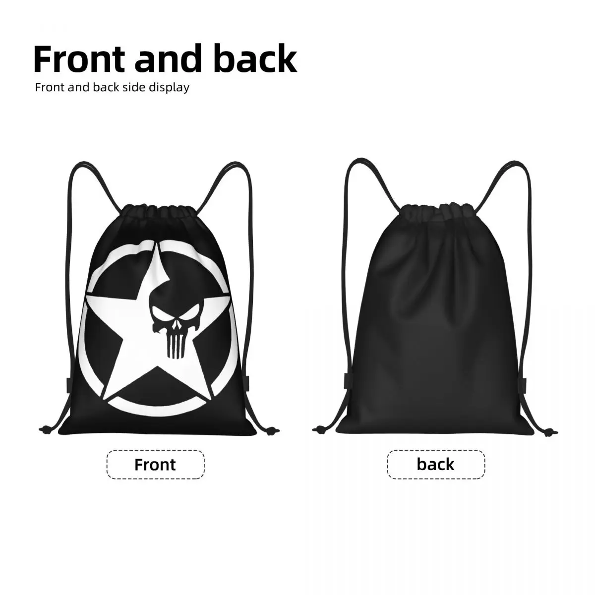 Custom Punisher Skull Drawstring Backpack Women Men Gym Sport Sackpack Foldable Training Bag Sack