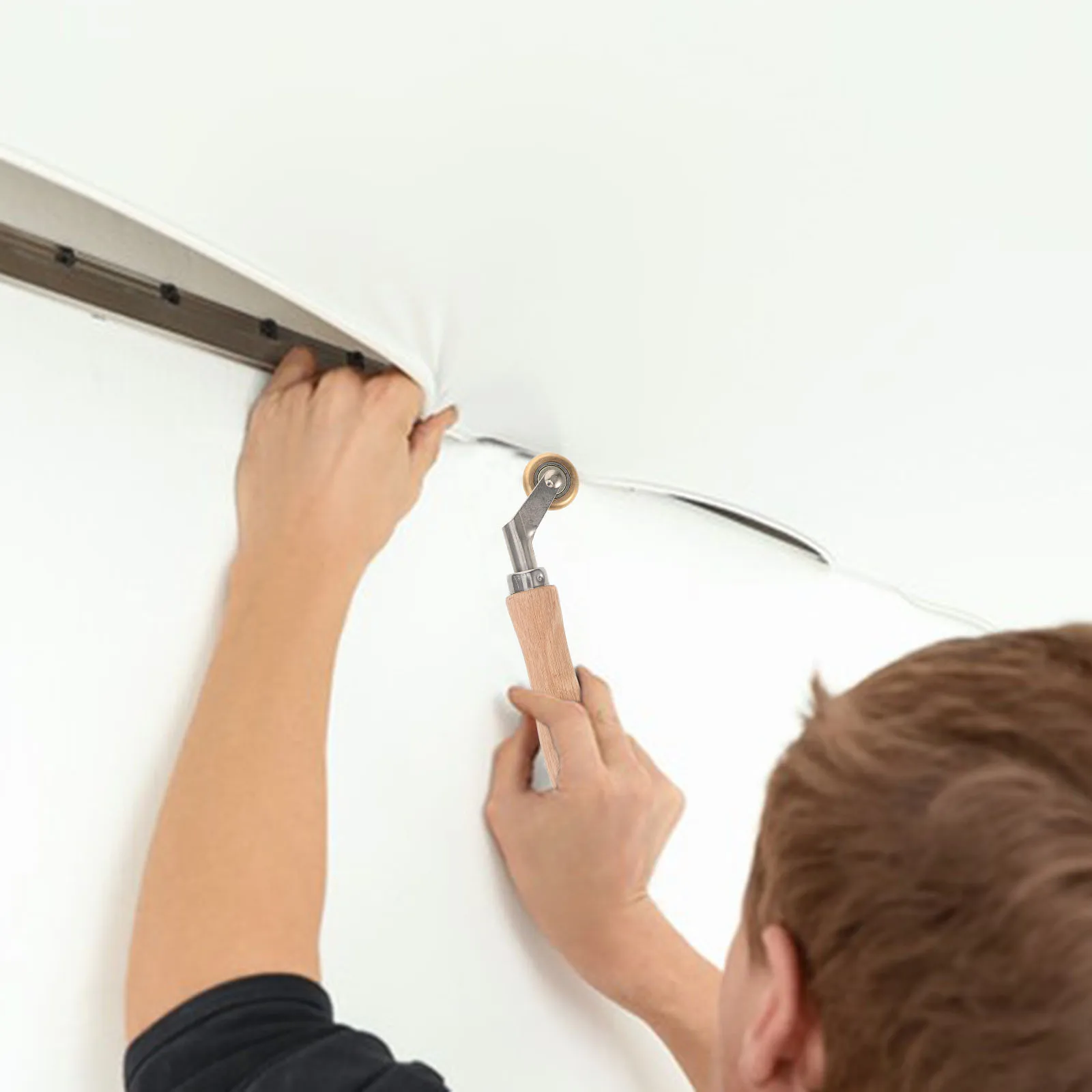 

Sturdy Seam Wooden Handle Efficient Rolling Labor Saving Wallpaper Seam Roller Tool For Welding Quilting Carpets Vinyl Roofing