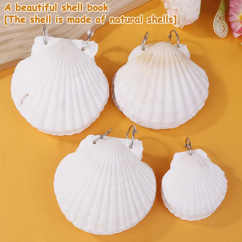 Mini Lovely Seashell Loose-Leaf Hand Ledger Handmades Small Seashell Notebook Portable For Women Girls Birthday Gift