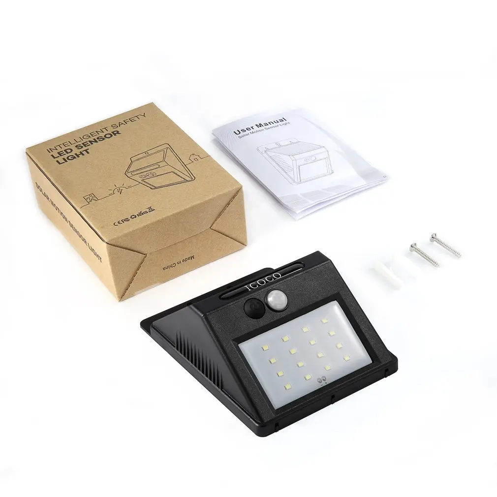 Luces solares inteligentes con control de luz, lámpara de pared impermeable con Sensor de movimiento Pir, a prueba de calor, ahorro de energía, 16LED