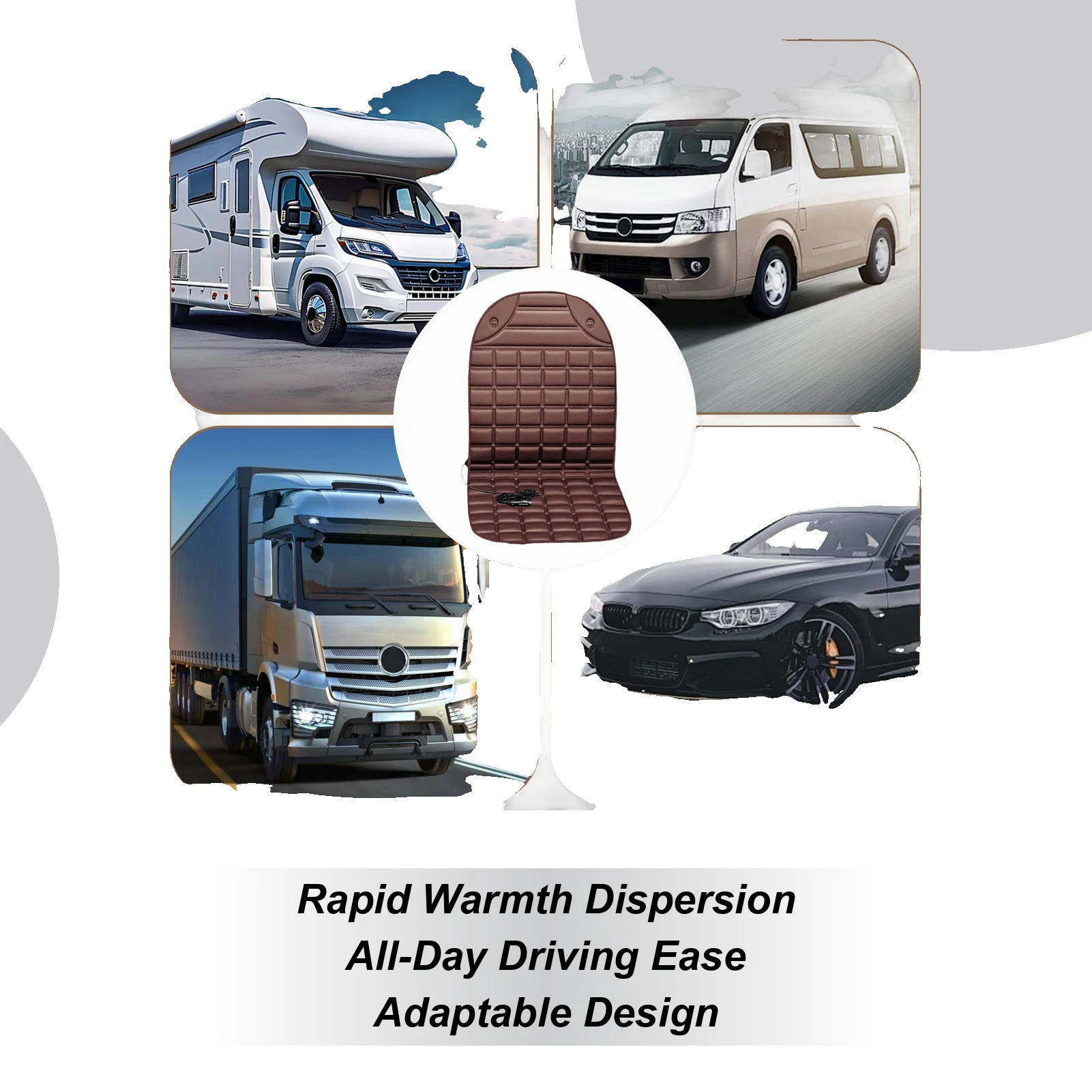 

Car Heated Seat Cover 12V Vehicle Warming Supplies Electric Auto Seat Heater For Cars Trucks SUVs RVs Drivers Travelers Winter