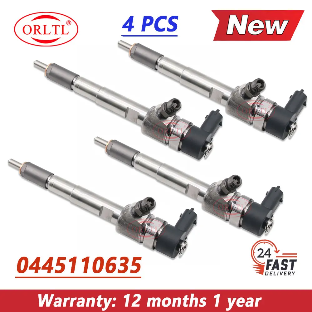 4PCS 0445110635 Diesel Injector Assy 0445110635 Fuel Injection Nozzle 0445 110 635 for Maxus V80 2.5 Euro 5 Nissan Opel