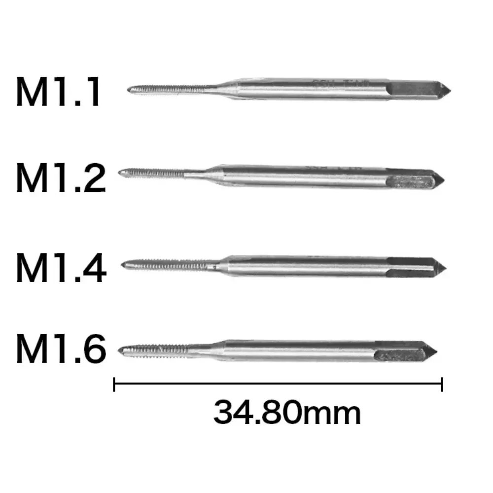 10Pcs Metric Micro Hand Thread Tapping Die Twister Assembly High-speed Steel 6542 Mini Tap Wrench Set M1.1 M1.2 M1.4 M1.6