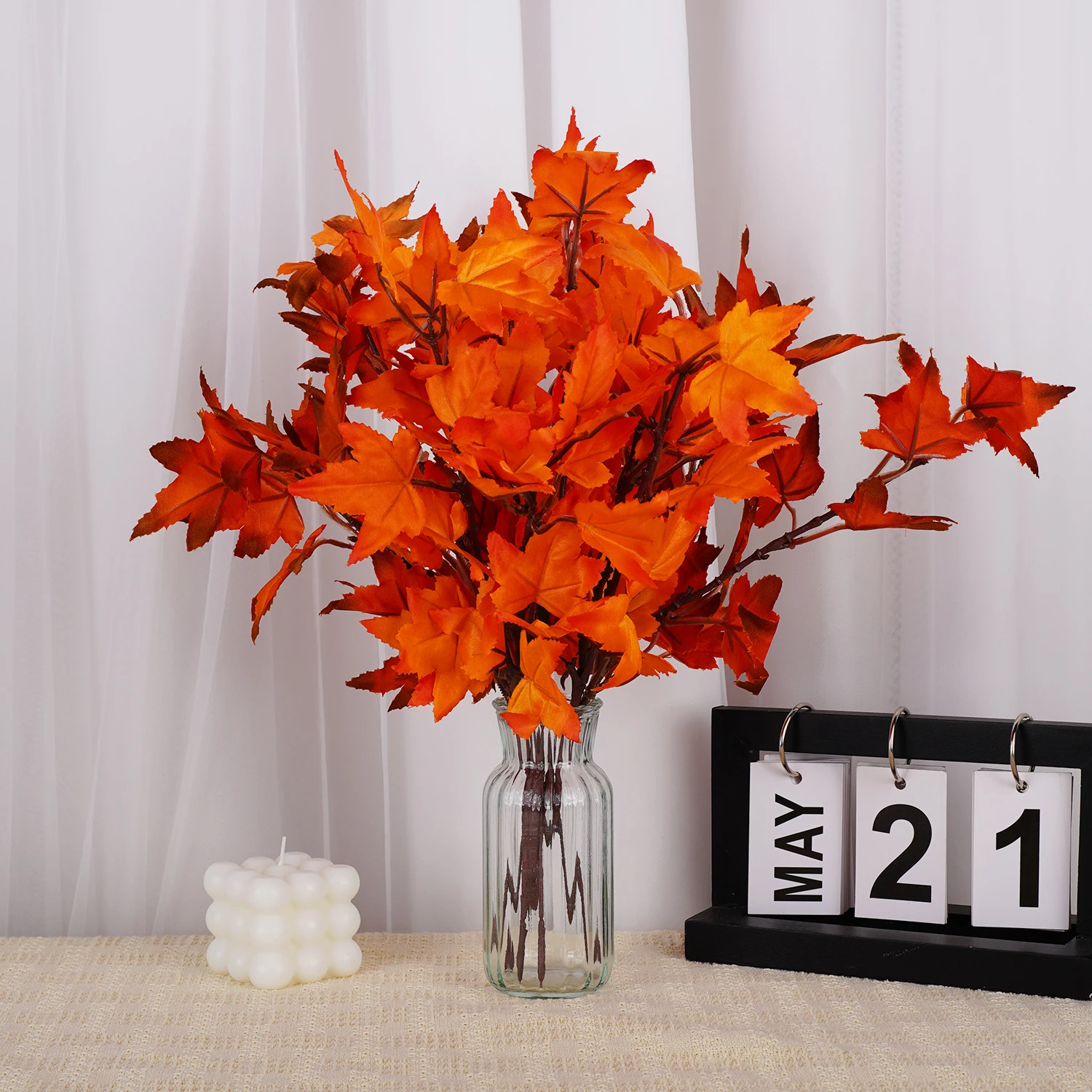 1PC Artificial Autumn Color Maple Leaves Flower Arrangement Mall Home Harvest Festival Thanksgiving Day Garden Decoration