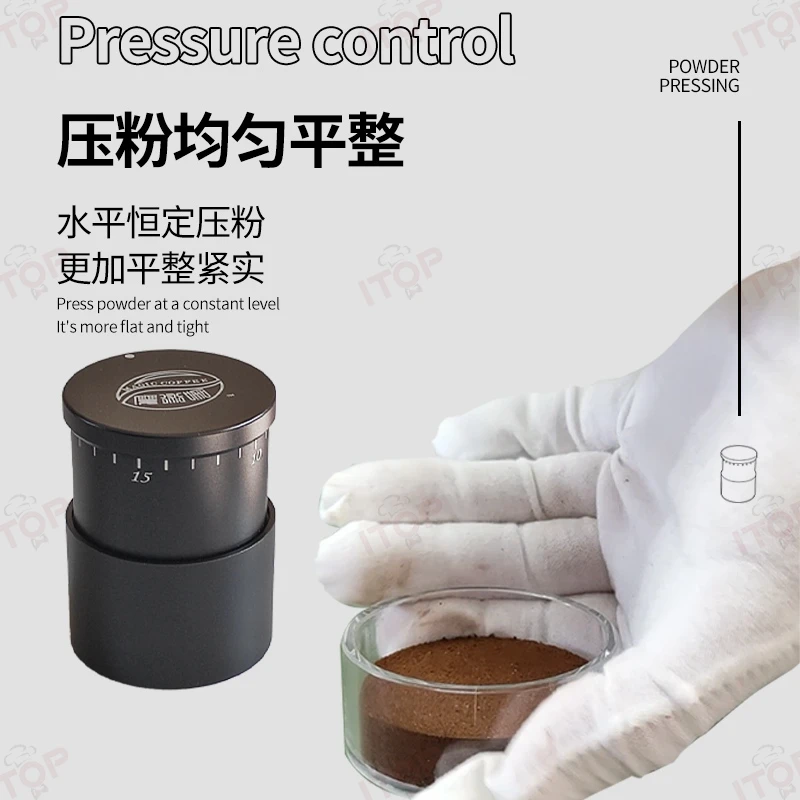 ITOP PTM-Plus 58.35/58.5MM Coffee Tamper Pneumatic Tamper Adjustable Pressure Tamper Flat Press/Threaded Use for 58MM Handle