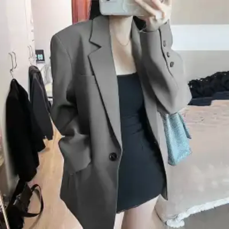 

New Gray Suit-POLO Style High-end Korean Commuter Jacket