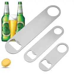 1PC Durable Beer Bottle Opener Stainless Steel Flat Speed Bottle Cap Opener Remover Bar Blade Kitchen Tool