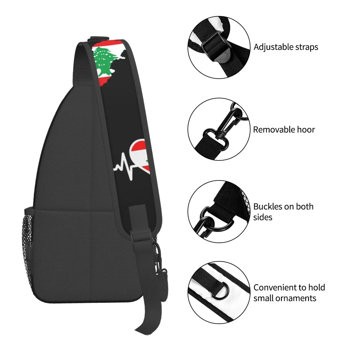 Mochila de hombro cruzada con bandera del mapa del Caribe, Bolso pequeño con patrón para senderismo al aire libre