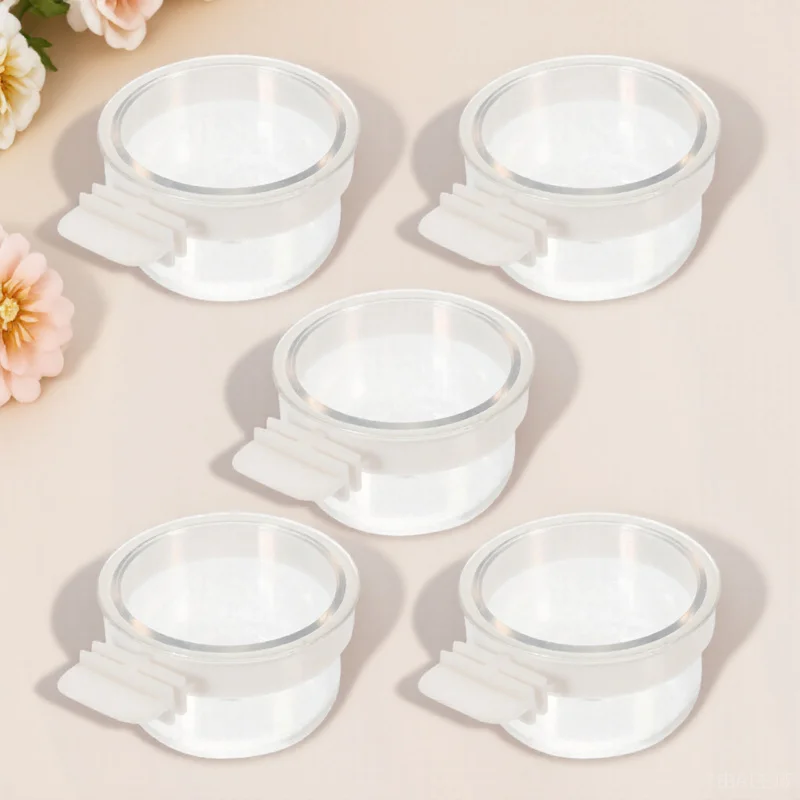 5 قطعة تغذية الطيور أكريليك شفاف متعدد الوظائف معلقة الببغاء وعاء طعام قفص ملحق وعاء الطيور وعاء الببغاء الشفاف