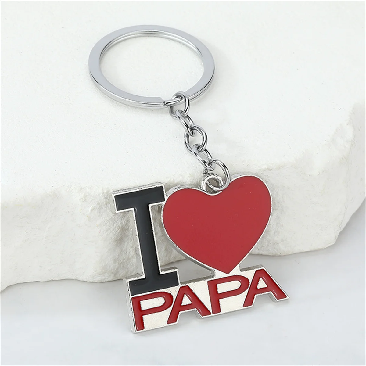 Niedlicher Kreativer Schlüsselanhänger Ich Liebe DAD MOM MAMA PAPA Personalisierter Schmuck Accessoires für Party Festival Muttertag Vatertag Geschenk – Detail 3