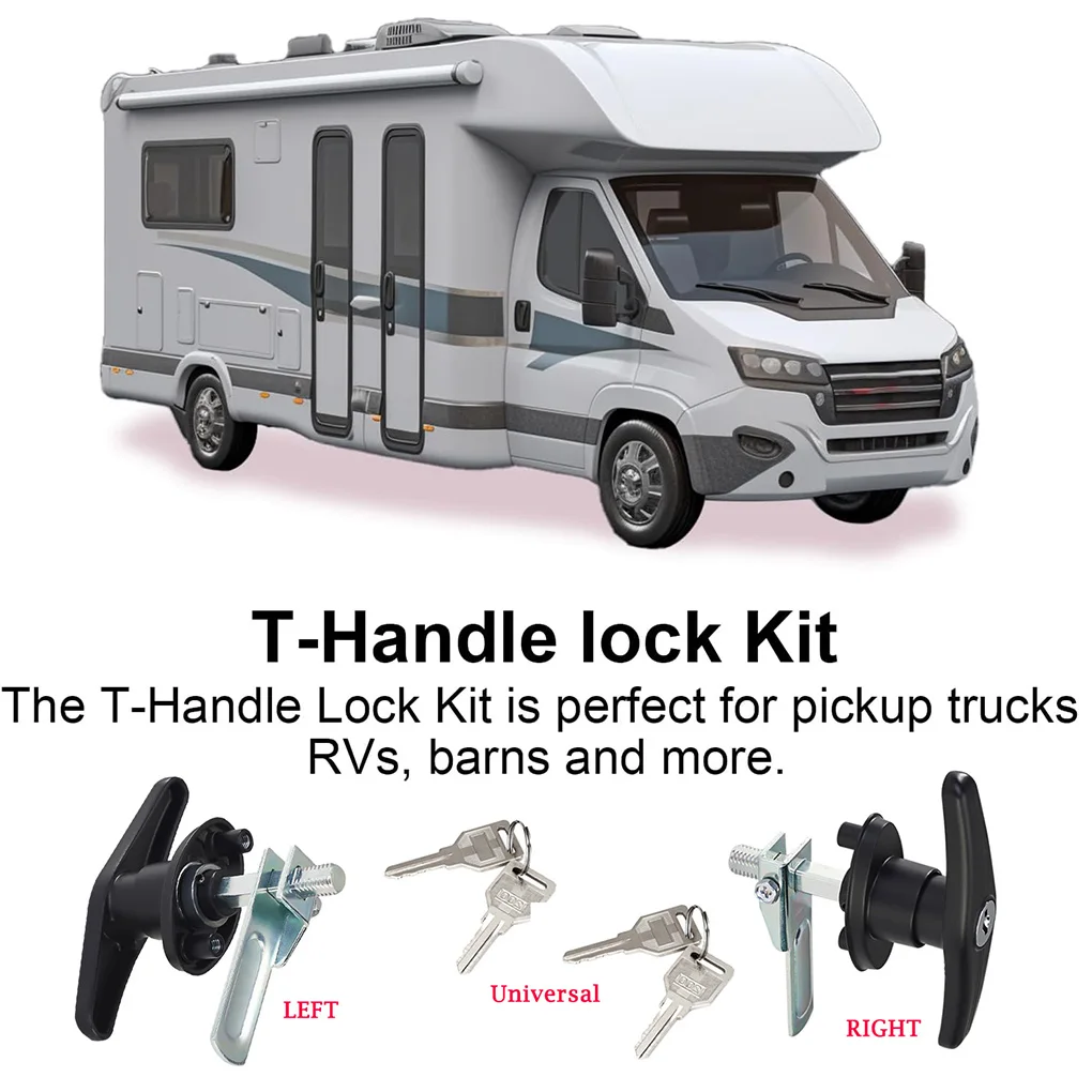 

2 шт., Т-образный замок с ручкой для автодома, замок для гаражных ворот, противоугонный замок из цинкового сплава для каравана, гаражного сарая, шкафа, мебельная фурнитура