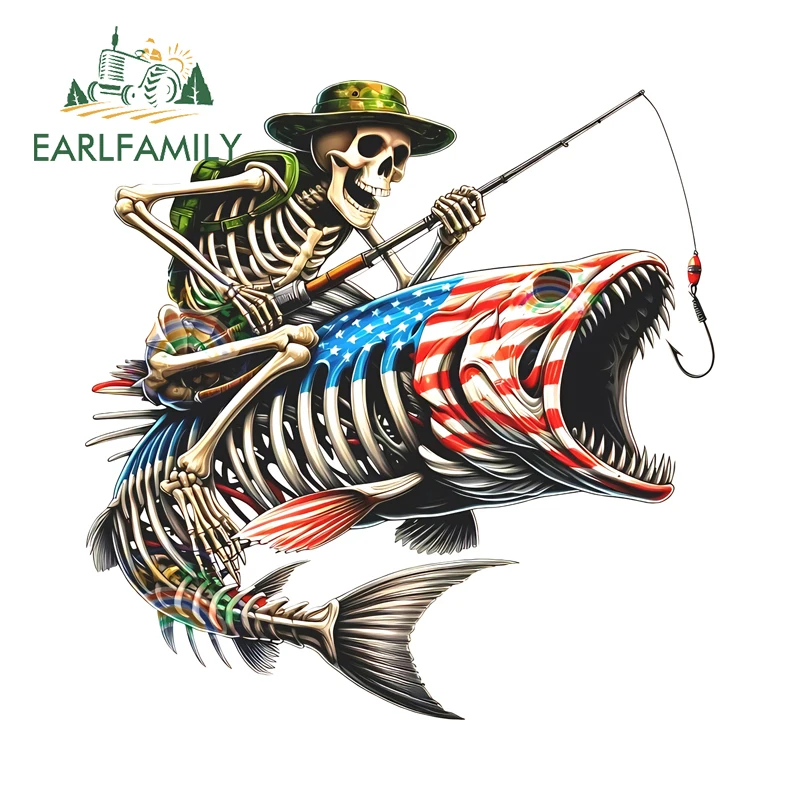 EARLFAMILY Retro American Style Fishing Item Car Stickers Attractive Trunk Decals Good Waterproof Car Accesorios Para Auto
