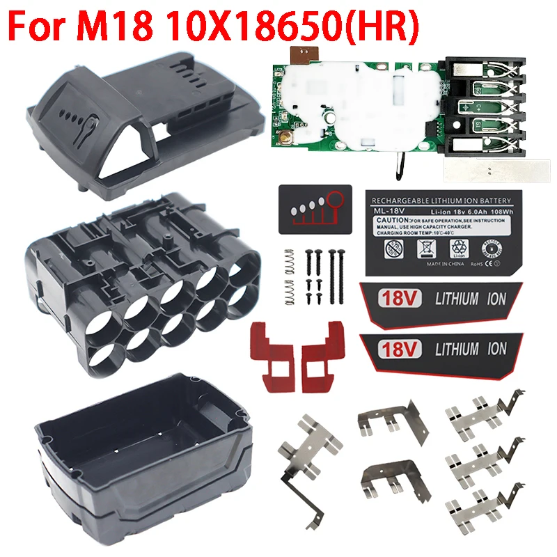 

For M18 Li-ion Battery Plastic Case PCB Charging Protection Board Box Shell For Milwaukee 18V 6Ah Label Lithium Battery Housing