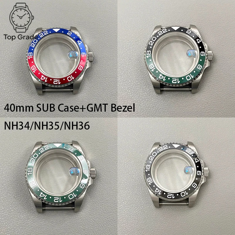 

SmileLife 40mm Sub GMT Rotatable Ceramic Bezel 120 Clicks Watch Case Sapphire Glass Fit NH35/36/34 Movement Watch Accessories