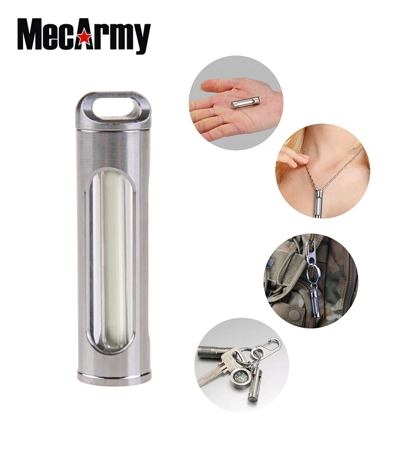 MecArmy TR26 Glow Necklace TC4 titanium Photoluminescent Glow Bar ,Tail allows the light to be hung by a chain For everyday use