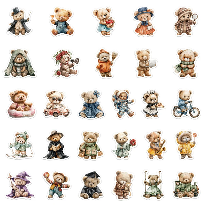 55 pezzi di adesivi per orsacchiotti carini che decorano giocattoli classici per bambini valigia custodia per cellulare adesivi impermeabili per laptop