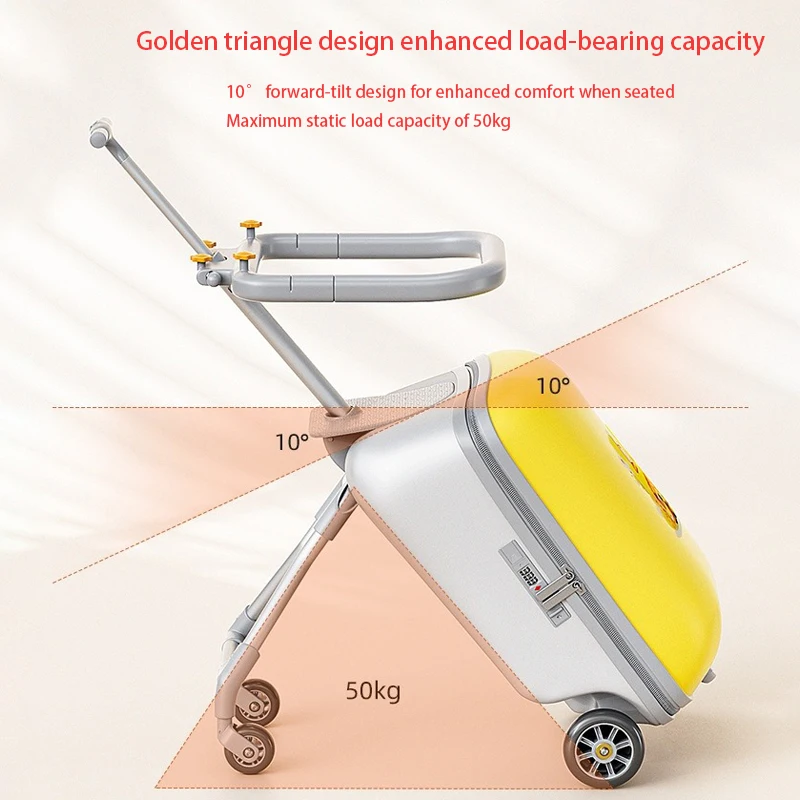 حقيبة سفر للأطفال 2 في 1 بعجلات مع منفذ شحن حقيبة ركوب الخيل للطفل مقاس 20 بوصة