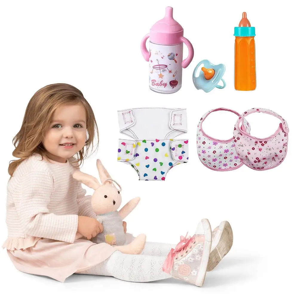 Conjunto de Acessórios para Bonecas 7PCS com Garrafas de Leite e Suco e Chupeta de Brinquedo para Bonecas, Presente para Crianças