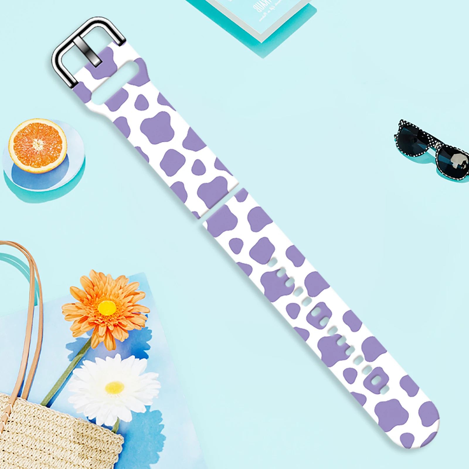 20MM Milk color block printed watch strap for Samsung Galaxy Watch 7/6/5 40mm 44mm Band Replaceable Bracelet for Xiaomi Huawei
