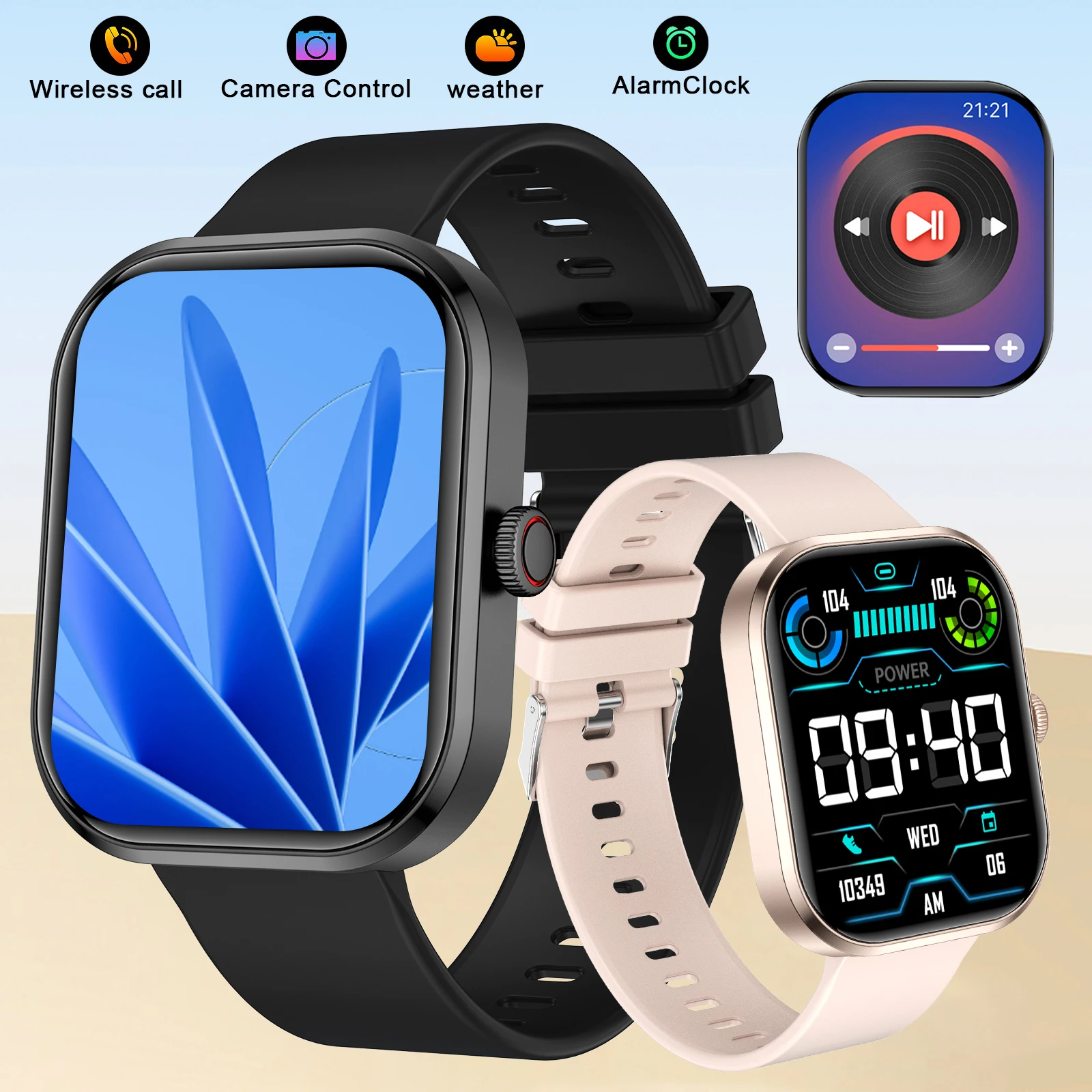 

Smart watch, wireless calling /dial, multi -Sport mode, calling reminder and rejection, SMS reminder, for iPhone/Andriod