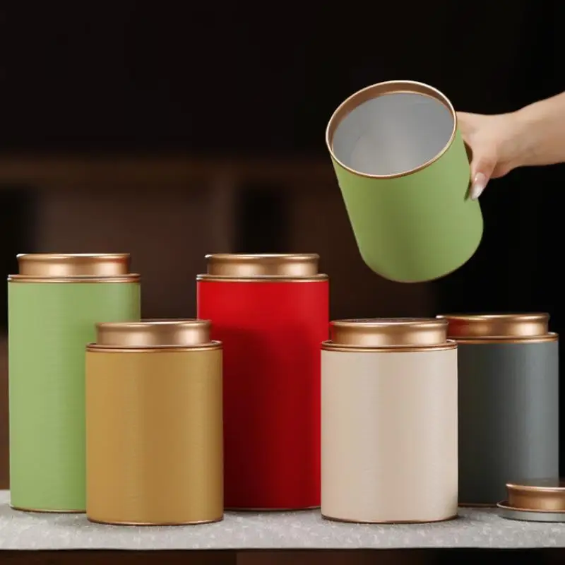 Mini Tea Caddy Sealed Storage Paper Tank Portable Travel Tea Boxes Tea Tin Containers Coffee Canister Kitchen Spice Candy Jar
