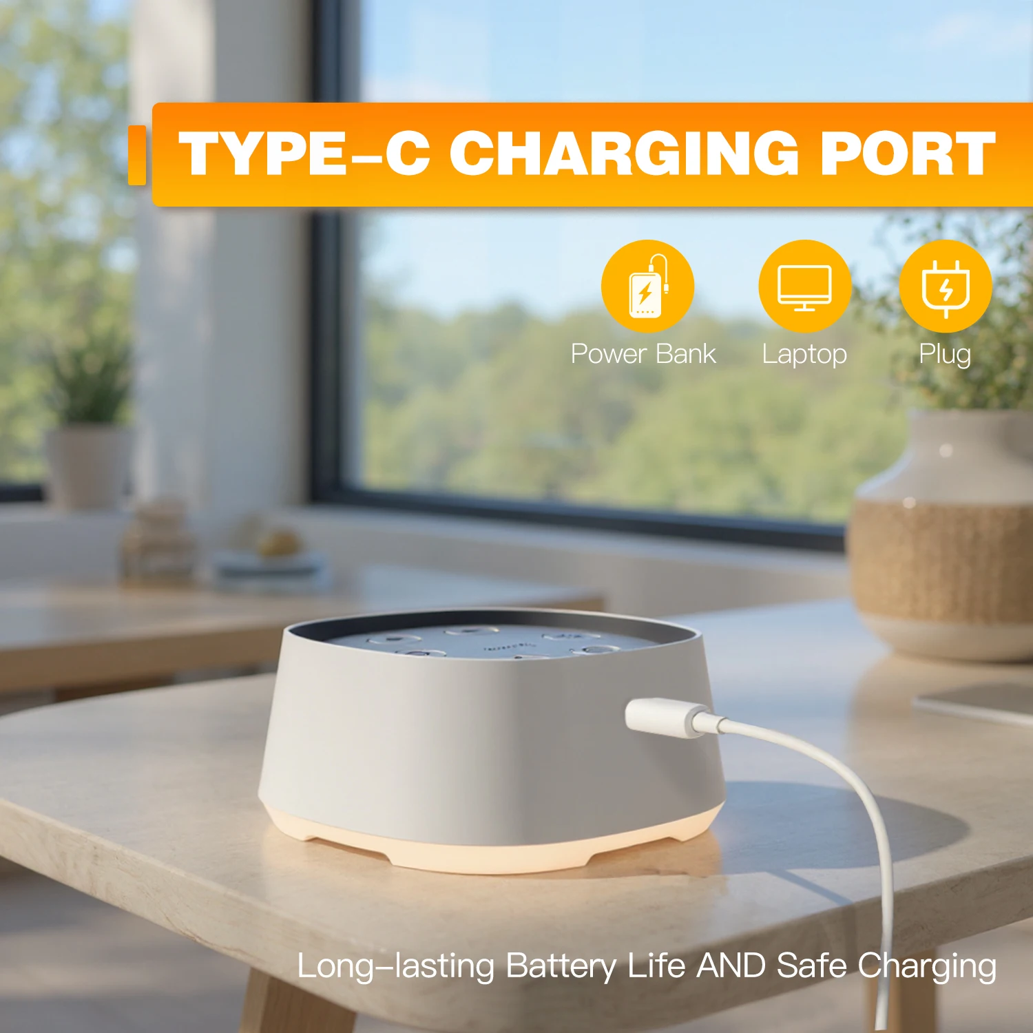 Máquina portátil de som de ruído branco, 24 sons calmantes, luz noturna, temporizador de sono, recarregável, ajuda para adultos e crianças